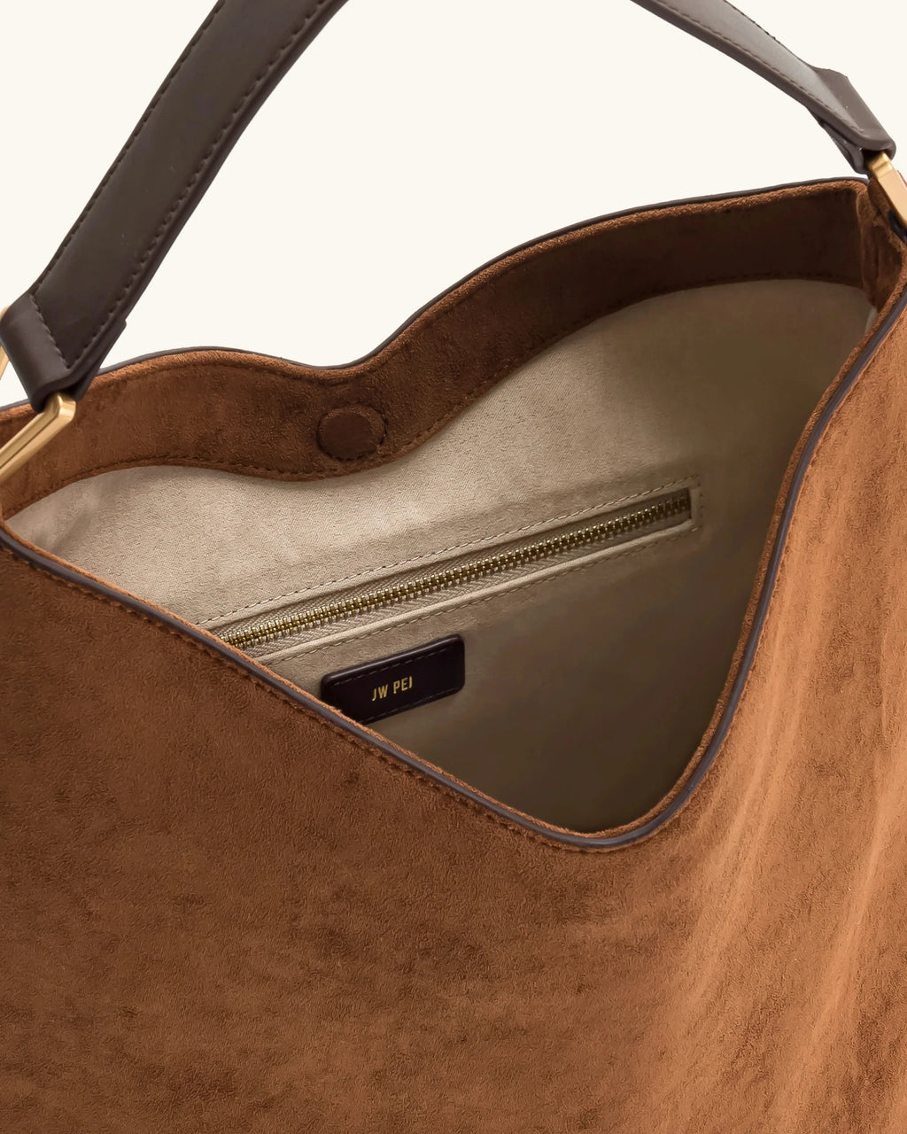 JW PEI Aria Faux Suede Shoulder Bag Large Capacity Solid Color Underarm Bag Simple Casual Commuter Bag Luxury Designer Bags