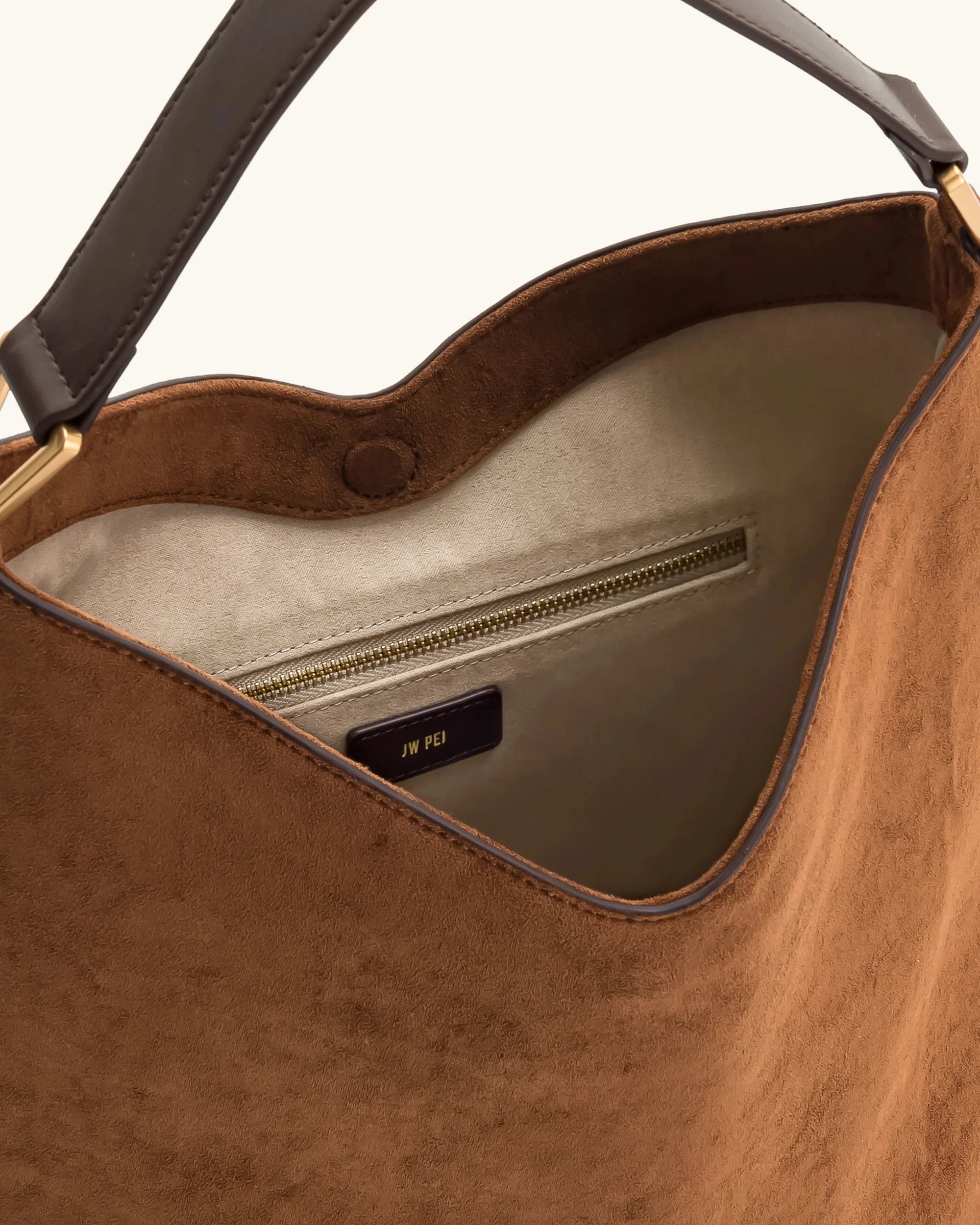 JW PEI Aria Faux Suede Shoulder Bag Large Capacity Solid Color Underarm Bag Simple Casual Commuter Bag Luxury Designer Bags